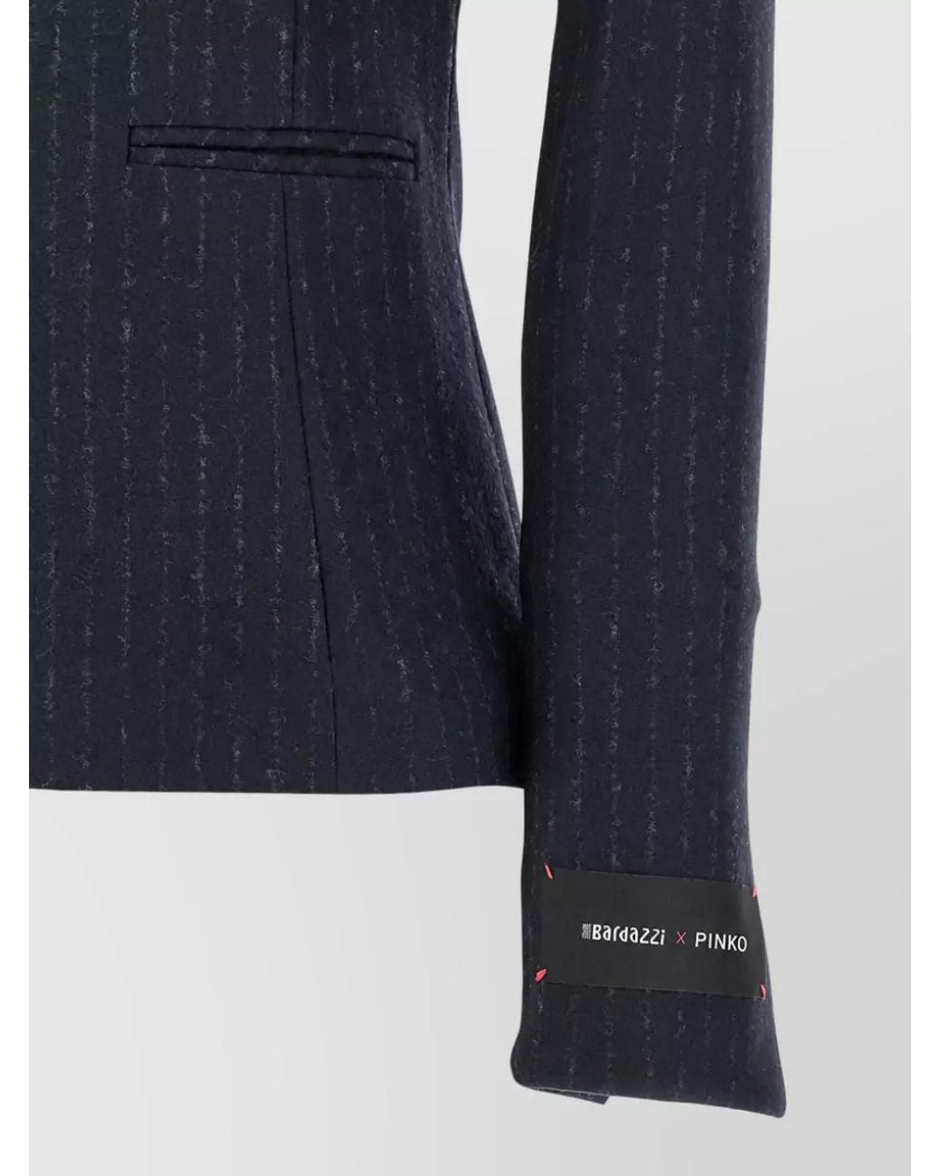 Pinko Blue Pinstripe Off-The-Shoulder Blazer