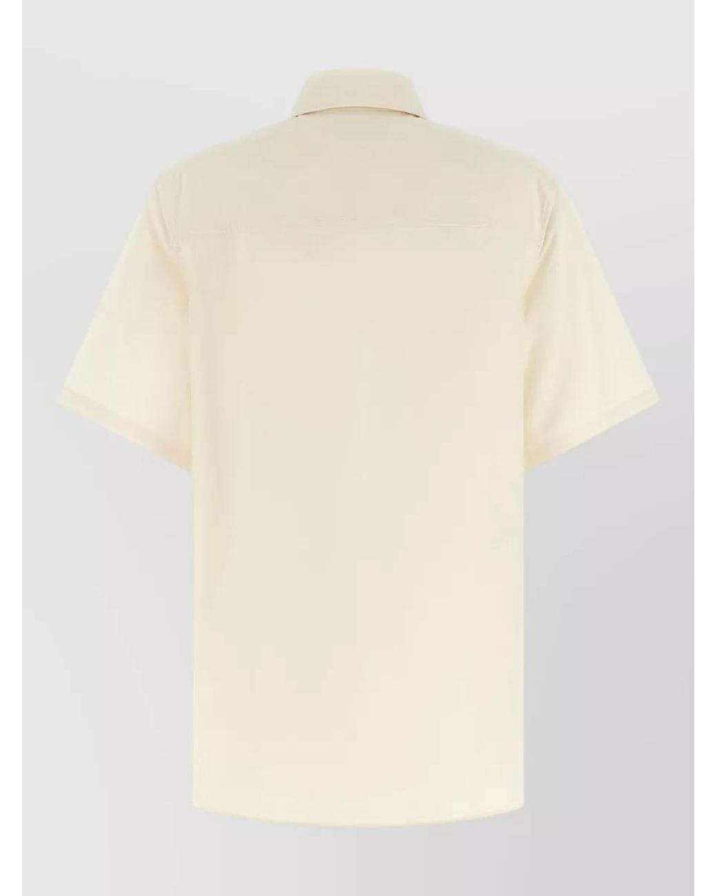 Ferragamo Natural Silk Blend Short Sleeve Shirt