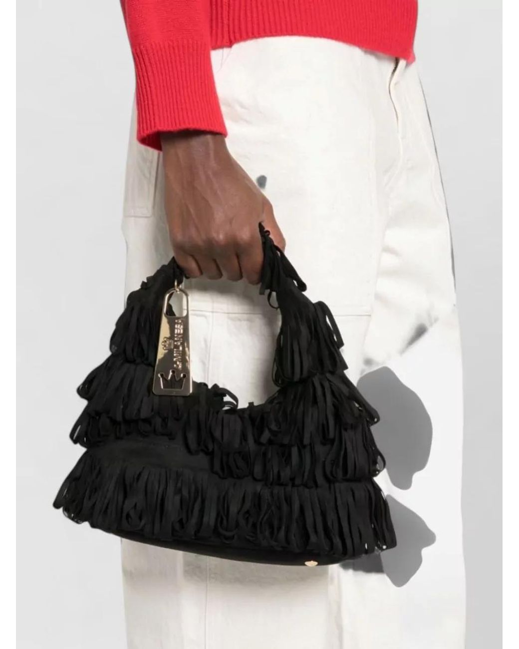La Milanesa Black Fringe Shoulder Bag