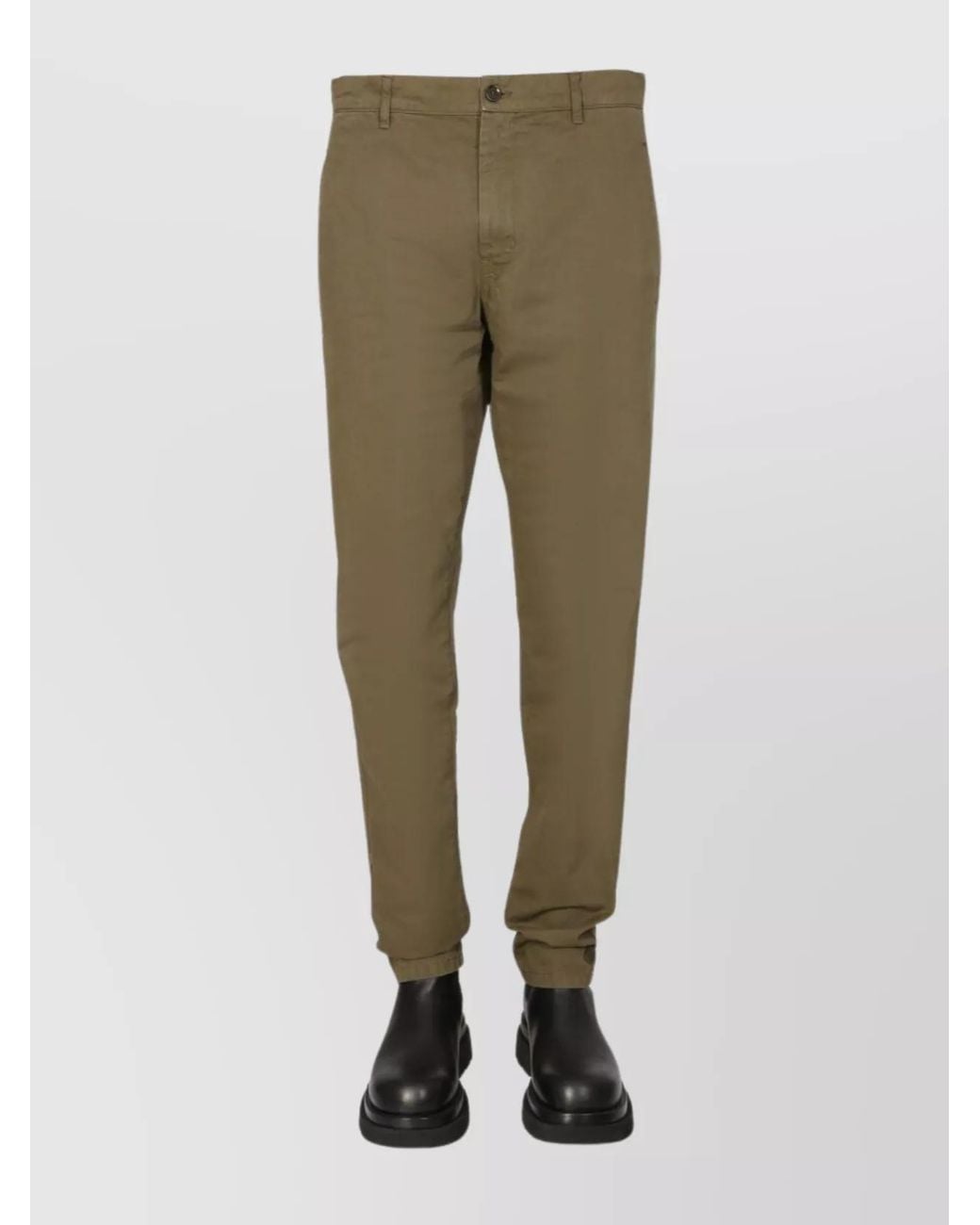 Aspesi Natural Cotton Tapered Chino Trousers for men