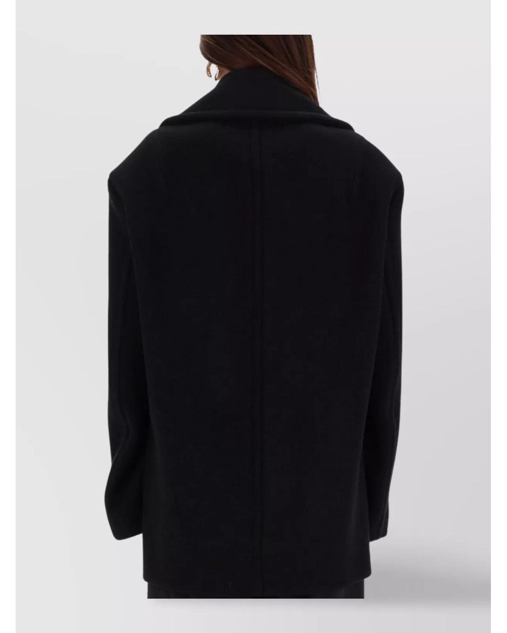 Sportmax Black Virgin Wool Double-Breasted Coat