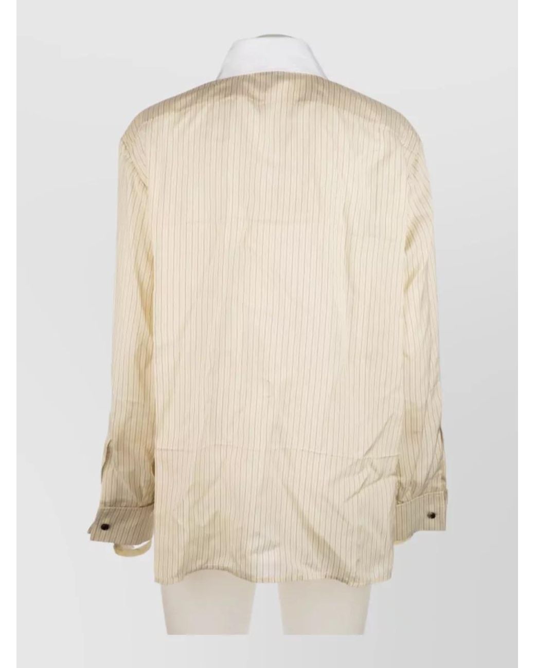 Bottega Veneta Natural Striped Long-Sleeve Shirt