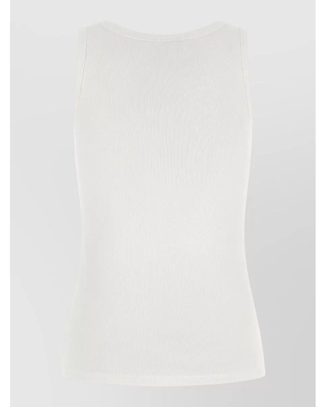 Courreges White Ribbed Square Neck Zip-Front Tank Top