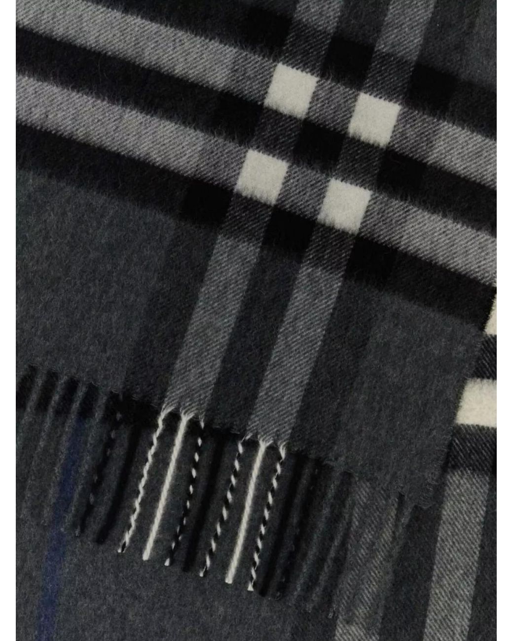 Burberry Black Cashmere Scarf Embroidered Fringe