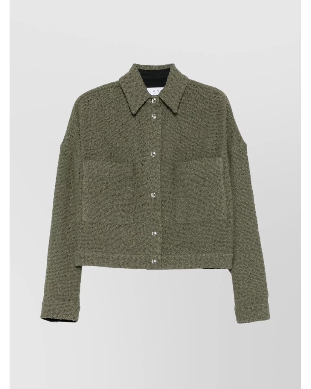 IRO Green Textured Cotton Cropped Jacket