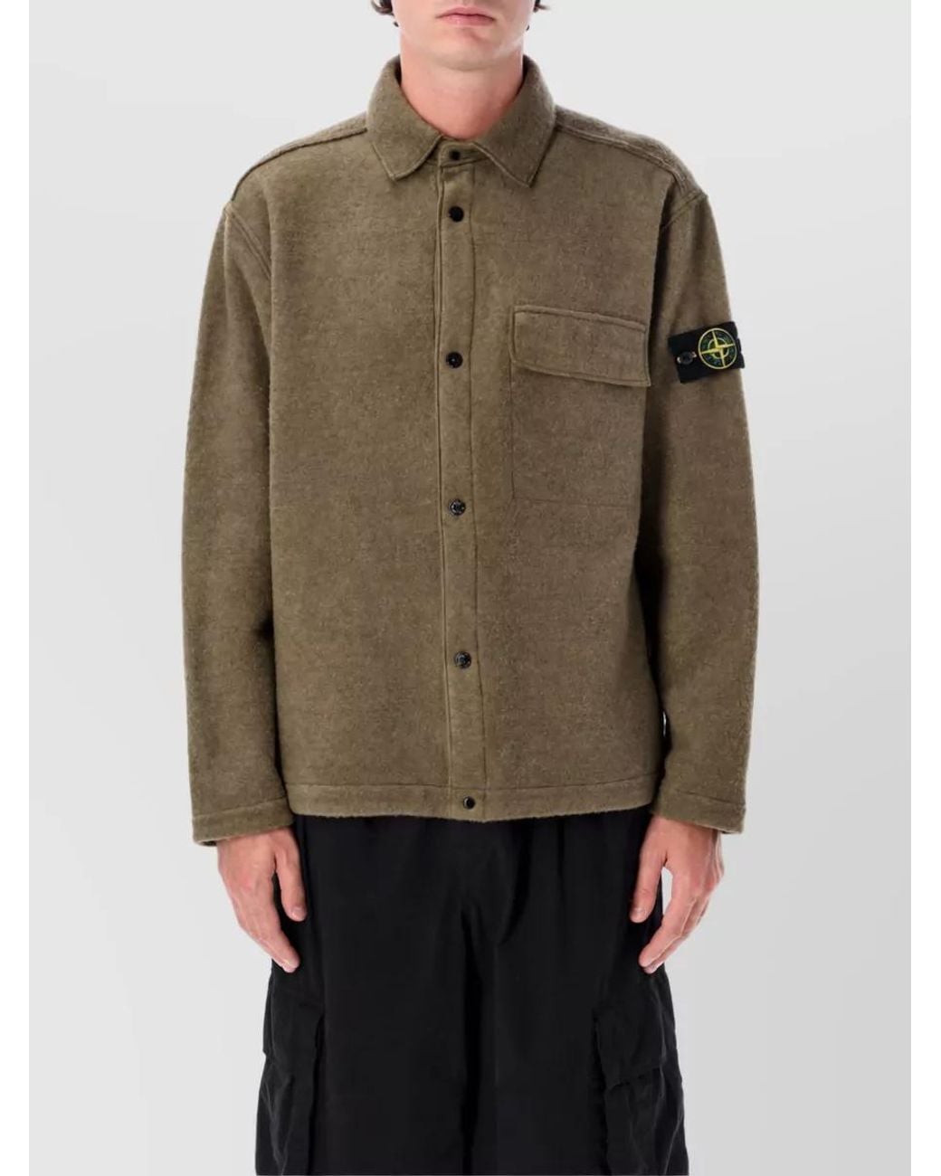 Stone Island Green Wool Shirt Jacket for men