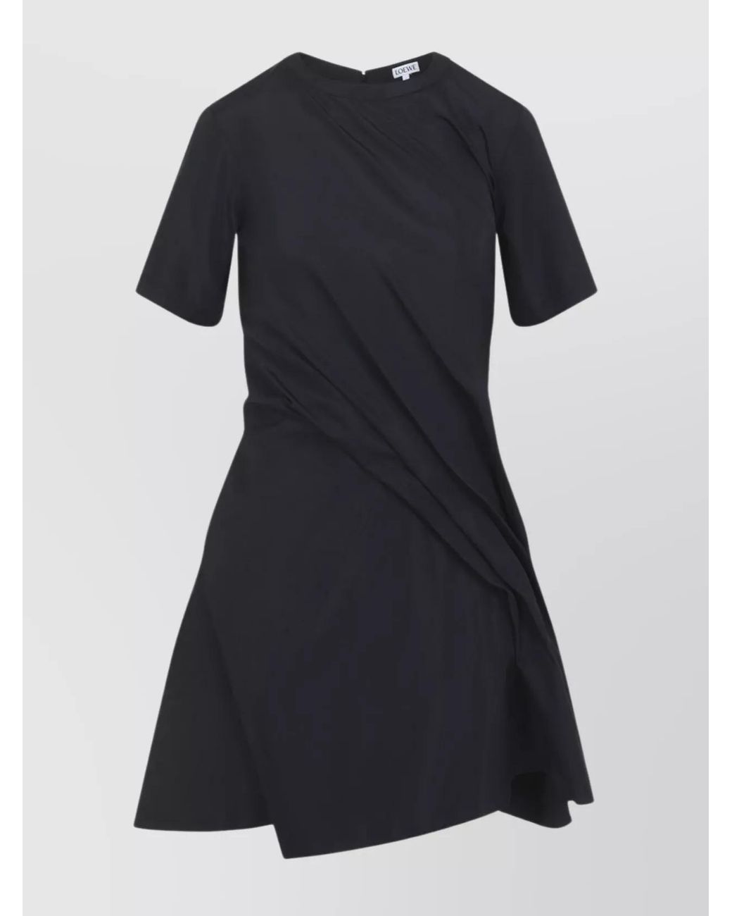 Loewe Black Draped Asymmetric Dress Short Sleeves