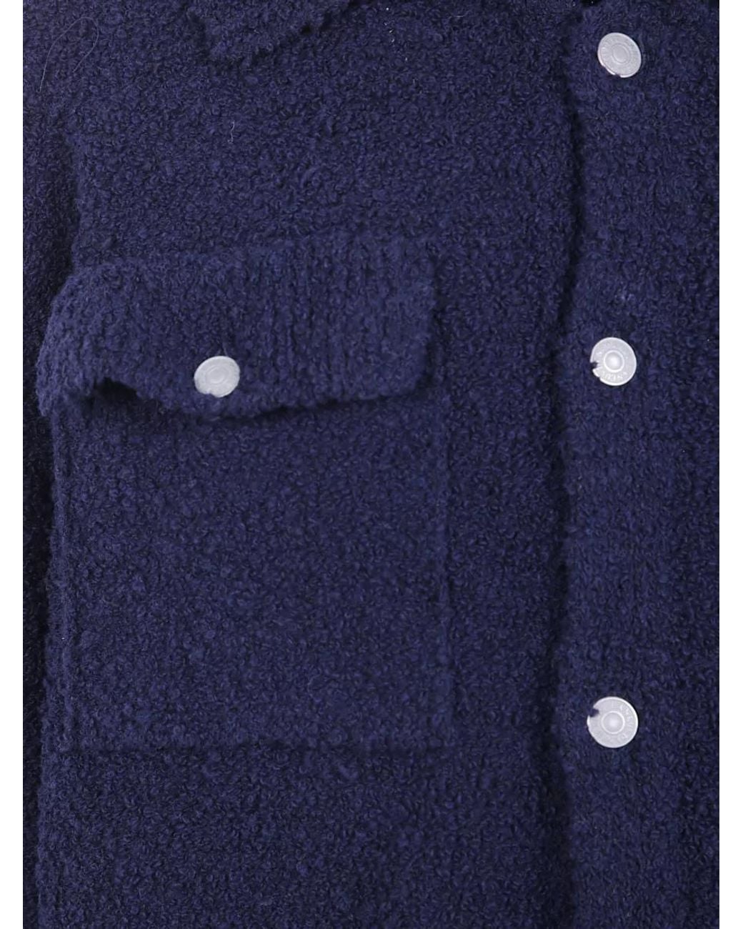 Laneus Blue Wool Knit Boxy-Fit Overshirt for men
