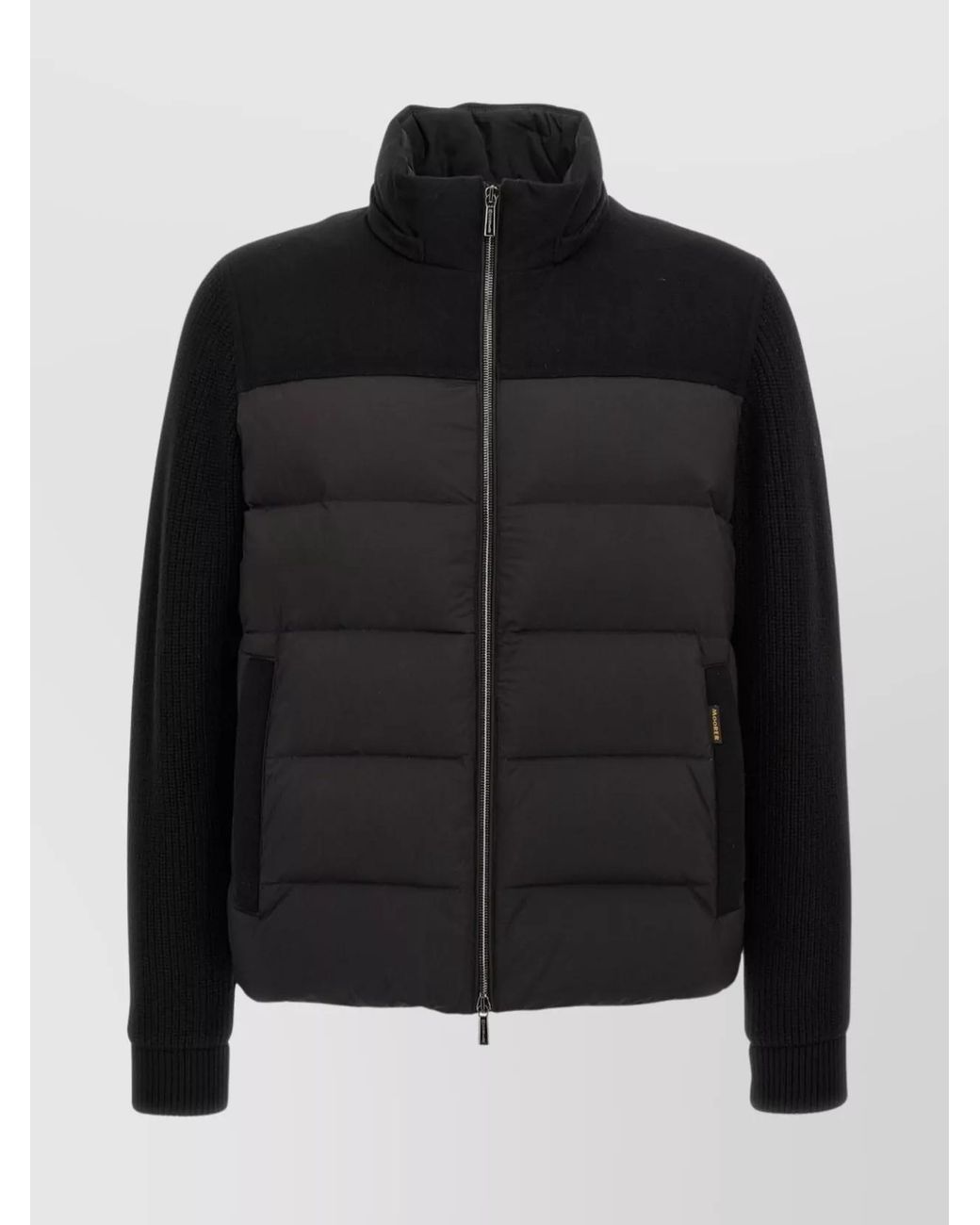 Moorer Black Wool Cashmere Hooded Down Puffer Jacket for men