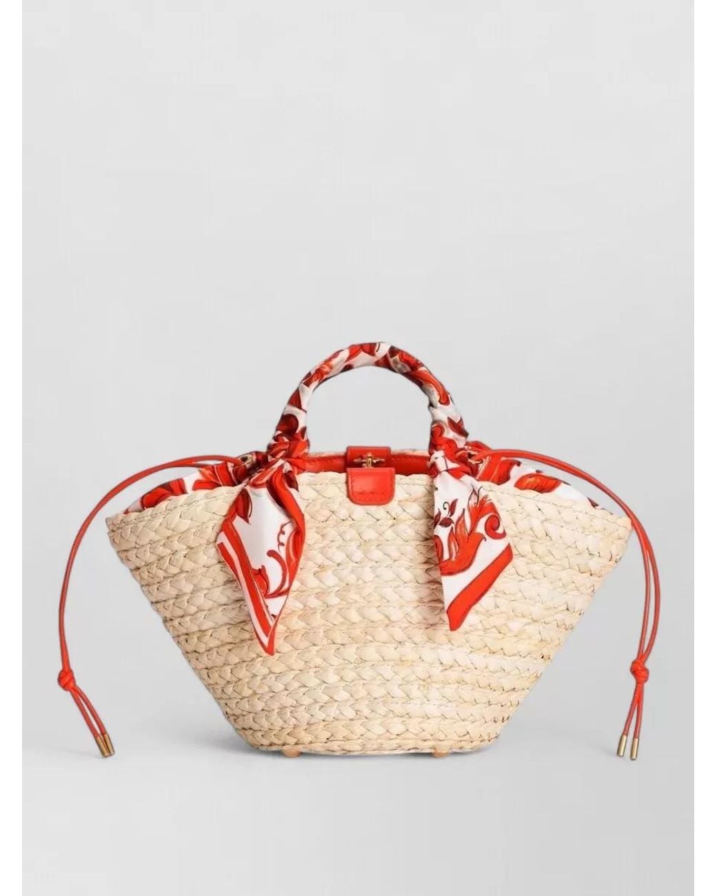 Dolce & Gabbana Red Kendra Small Raffia Beach Bag
