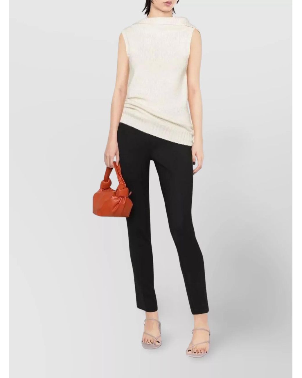 P.A.R.O.S.H. Black Virgin Wool Mid-Rise Cropped Tapered Trousers