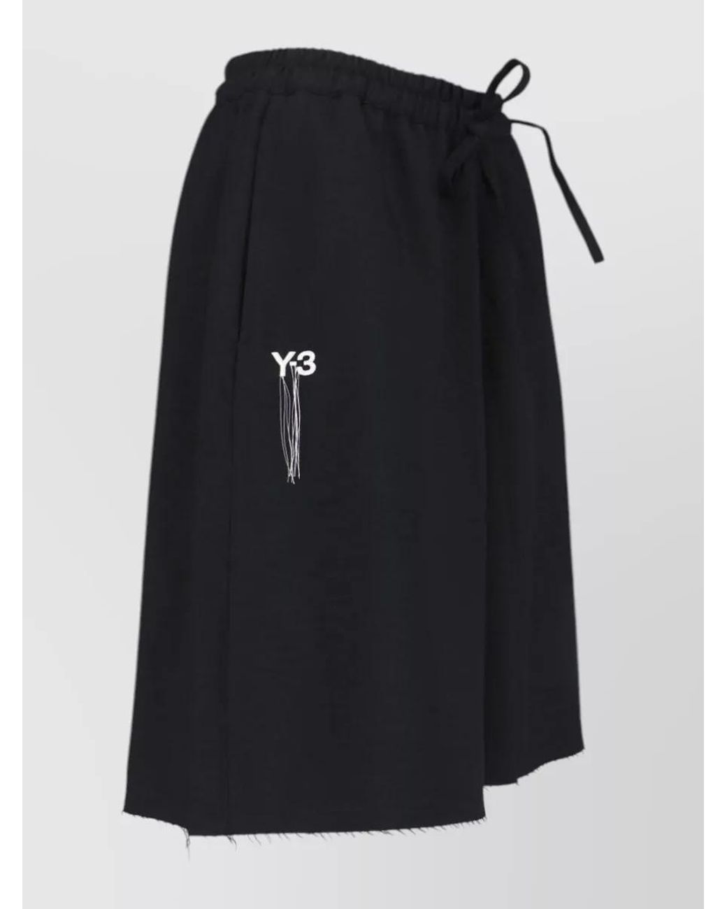 Y-3 Black Elastic Waist Shorts Side Stripe Design