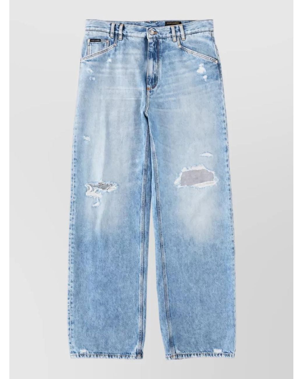 Dolce & Gabbana Blue Cotton Wide-Leg Trousers for men