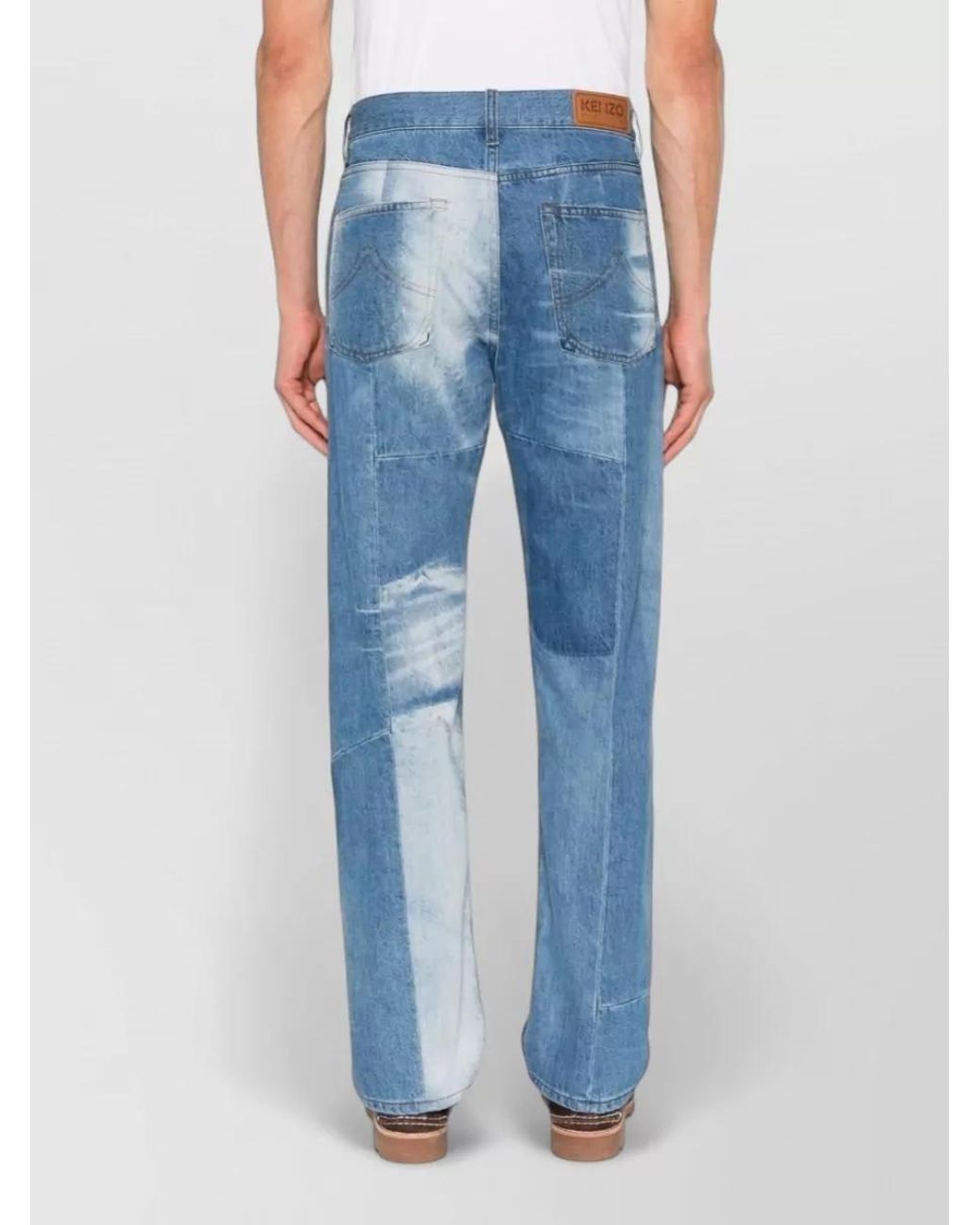KENZO Blue Patchwork Straight-Leg Jeans for men