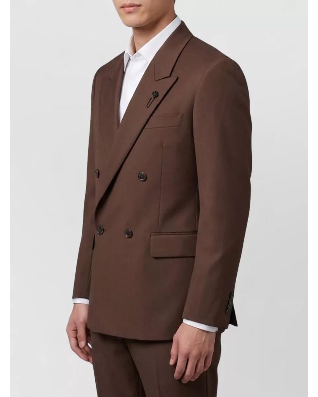Lardini Brown Virgin Wool Double-Breasted Jacket for men