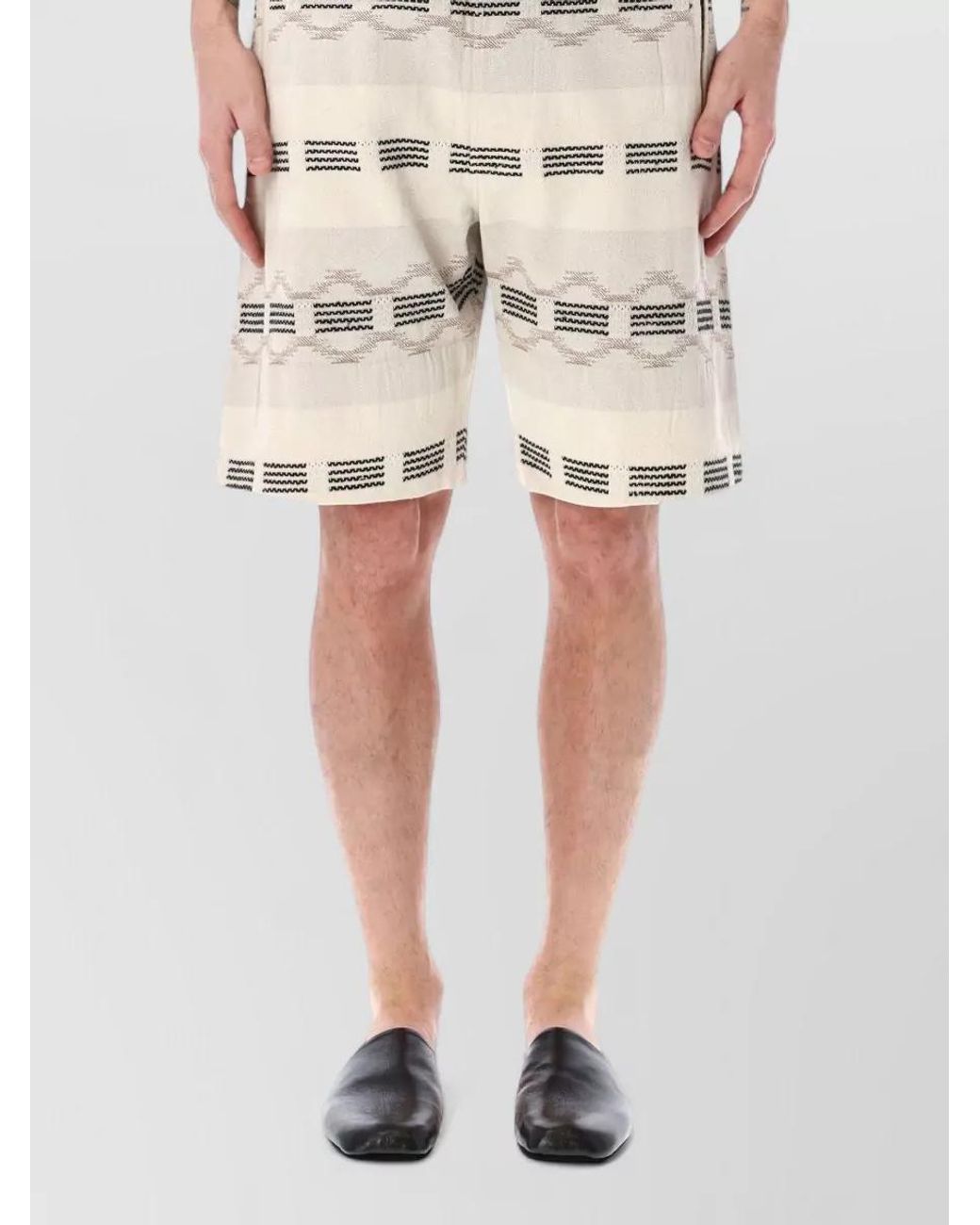 Isabel Marant Natural Striped Jacquard Knee-Length Deck Shorts for men