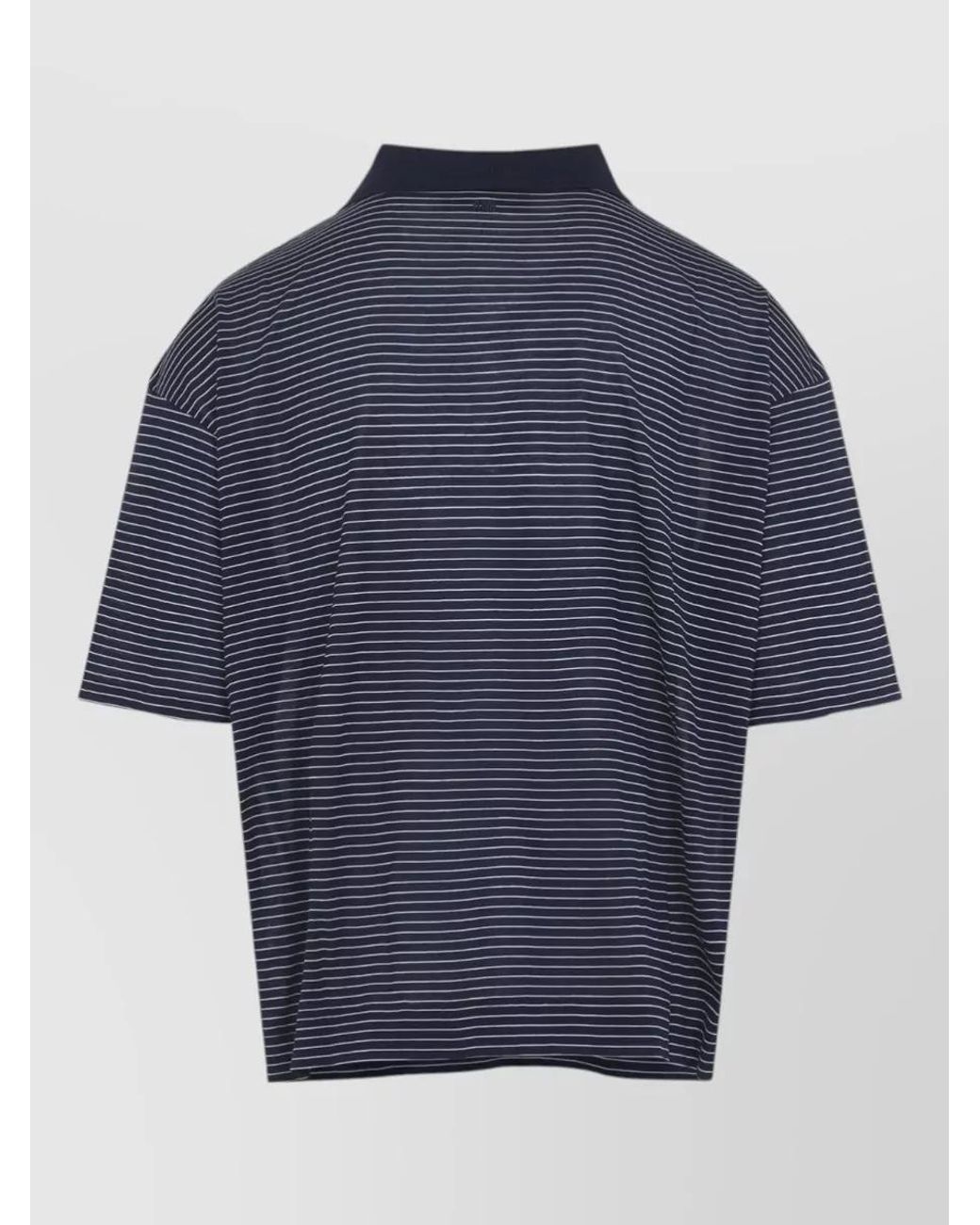 AMI Blue Striped Boxy Fit Polo Shirt for men