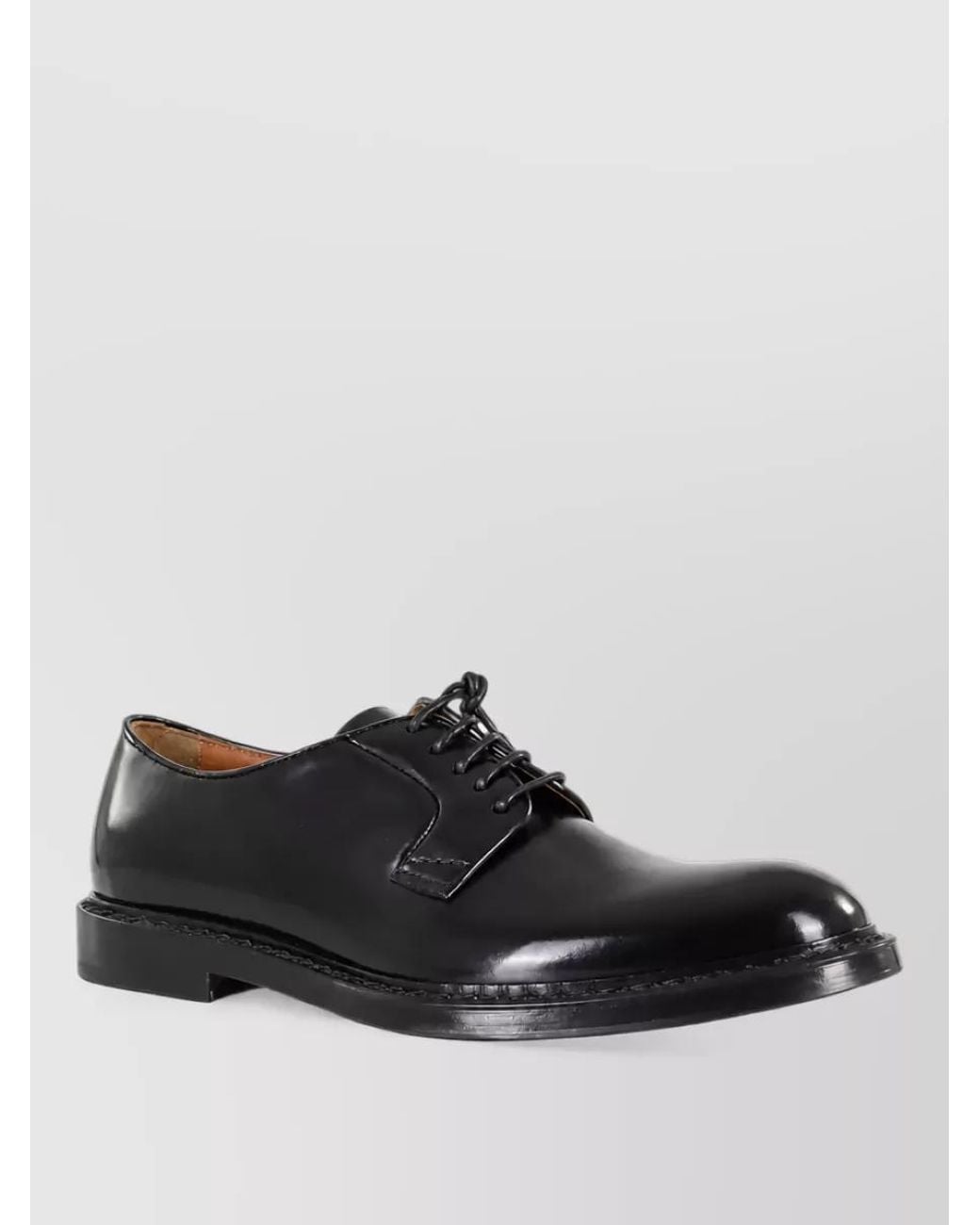 Doucal's Black Leather Derby Shoes for men