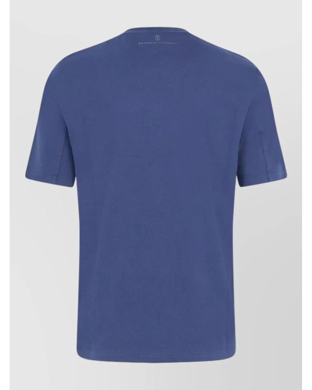 Brunello Cucinelli Blue Cotton Regular-Fit Embroidered T-Shirt for men