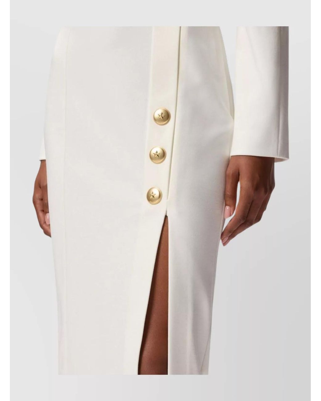 Pinko White High Waist Knee-Length Skirt Side Slit