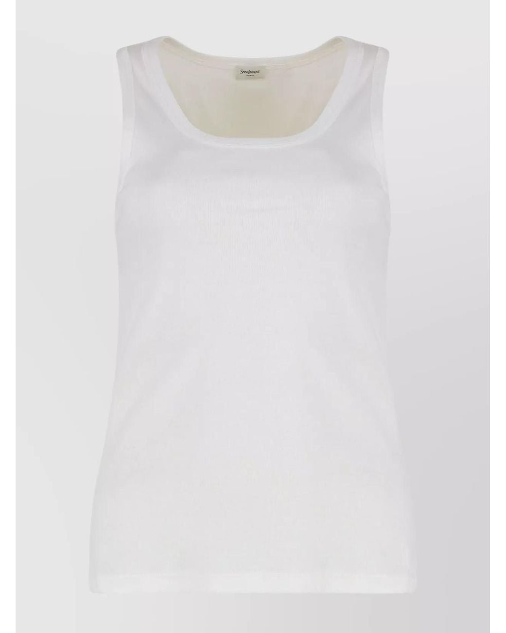 Saint Laurent White Ribbed Cotton Tank Top Vests & Tops