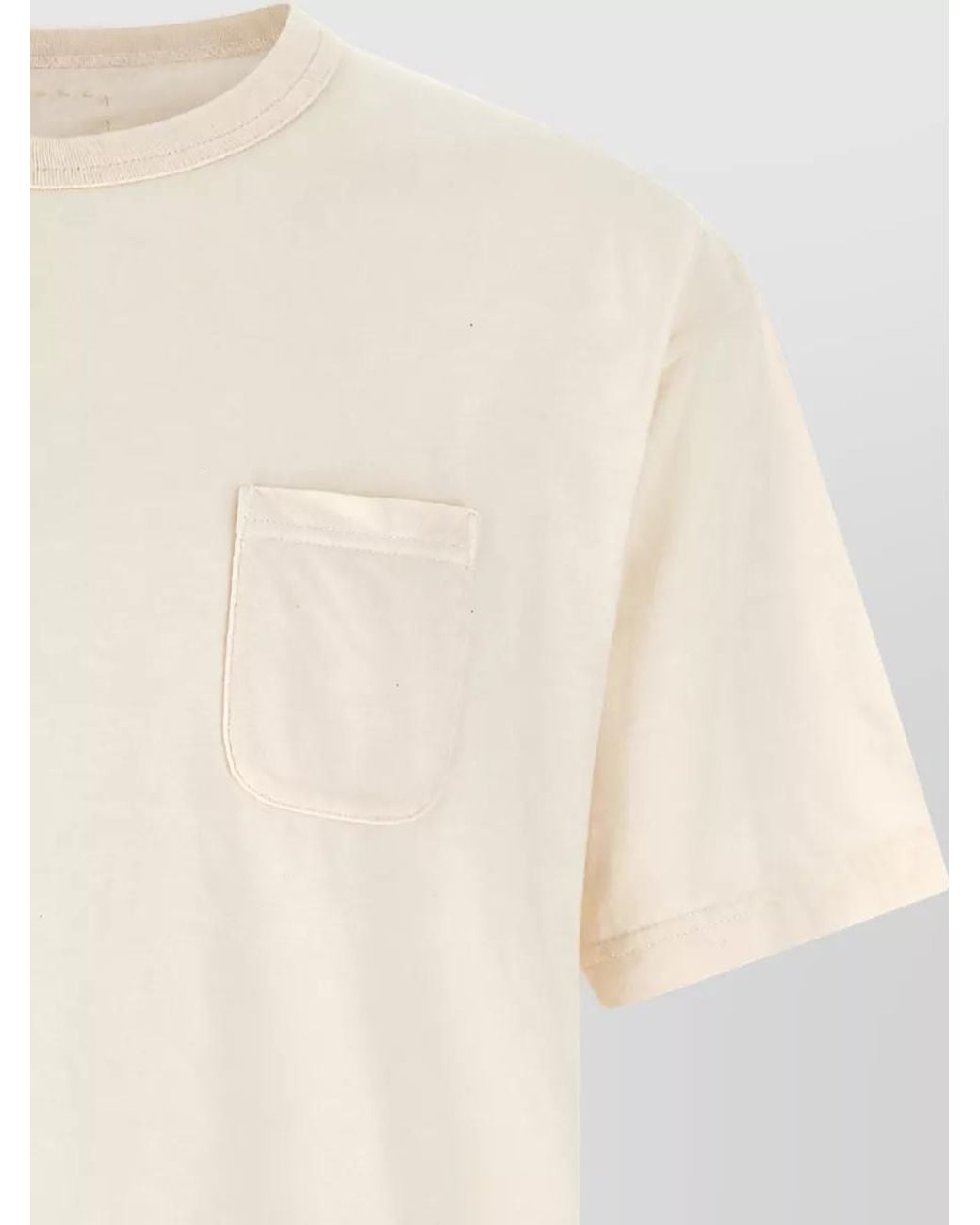 Visvim Natural Wool Linen Ribbed Crew Neck Short Sleeve T-Shirt for men