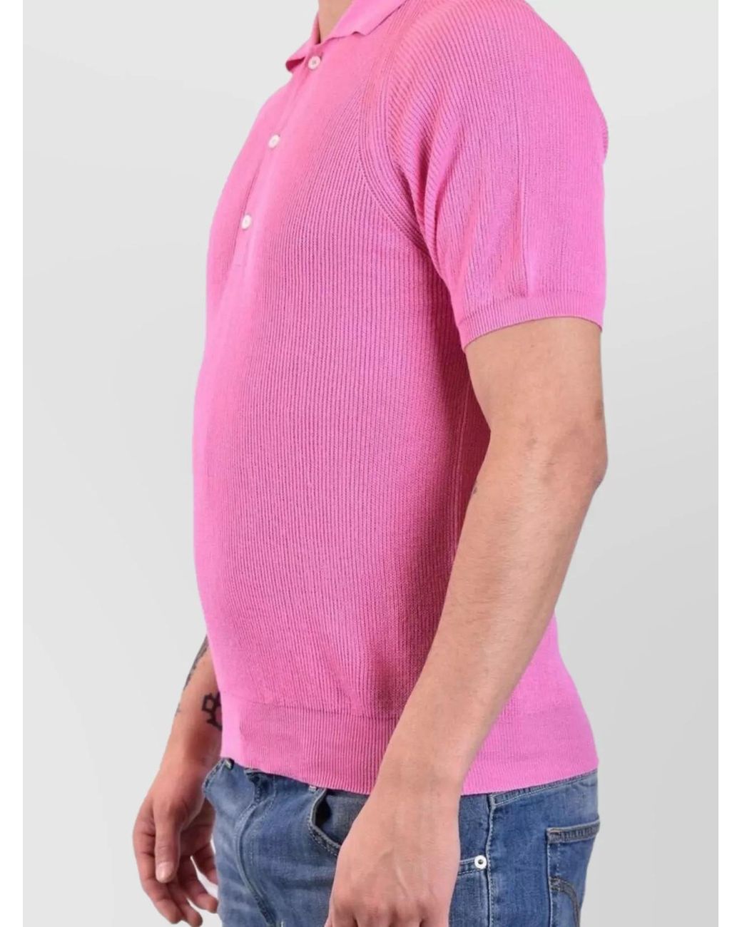 Laneus Pink Cotton Polo Shirt for men