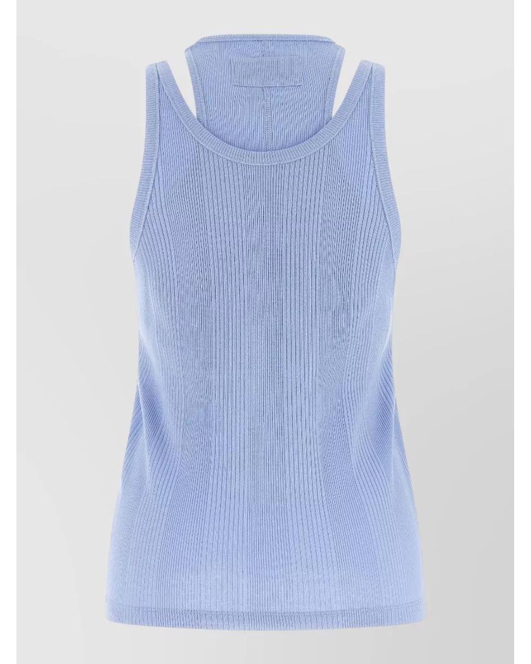 ARMARIUM Blue Ribbed Cotton Sleeveless Tank Top Set