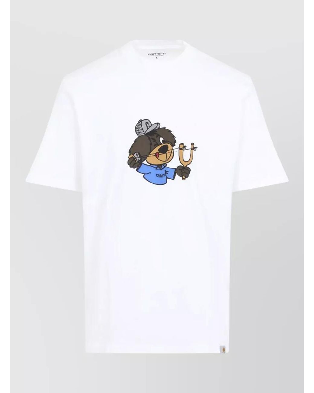 Carhartt White Logo Print Relaxed Fit Cotton T-Shirt for men