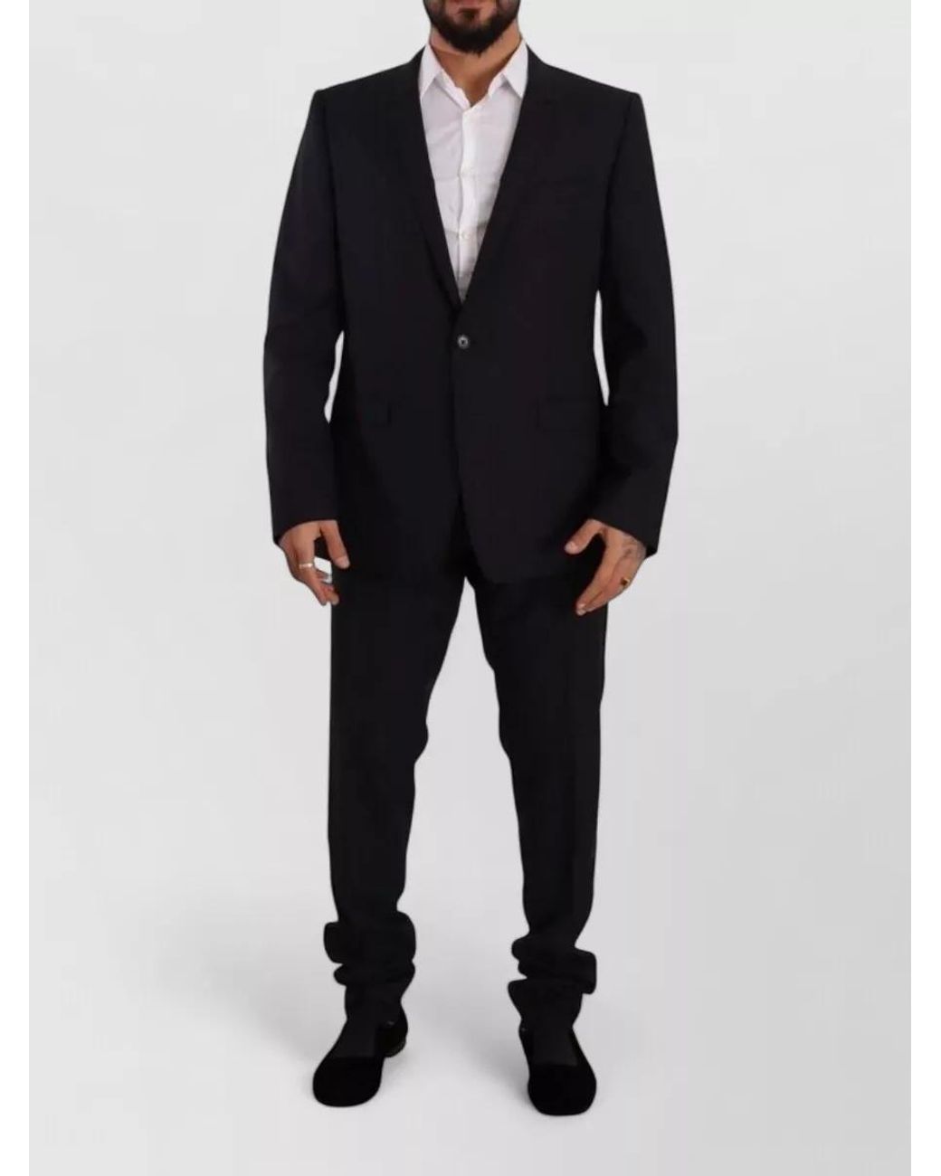 Dolce & Gabbana Black Wool Silk Single Breasted Suit for men