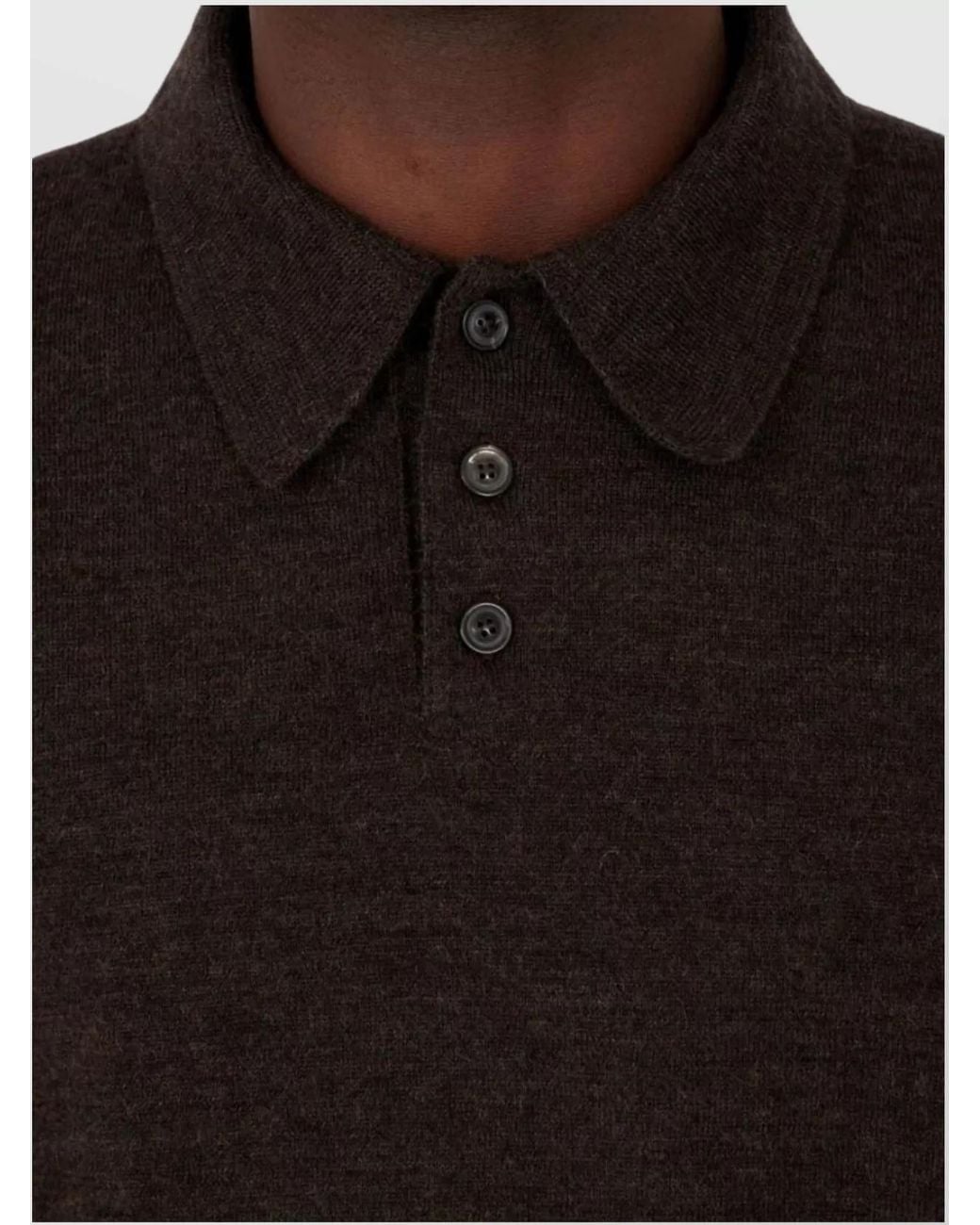 Maison Margiela Black Wool Knitted Long-Sleeve Polo Shirt for men