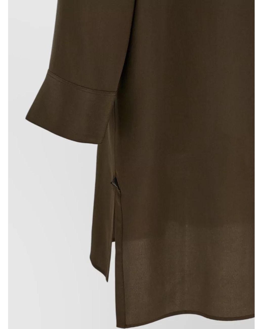 Tom Ford Green Silk Long-Sleeve Asymmetric Tunic Midi Dress
