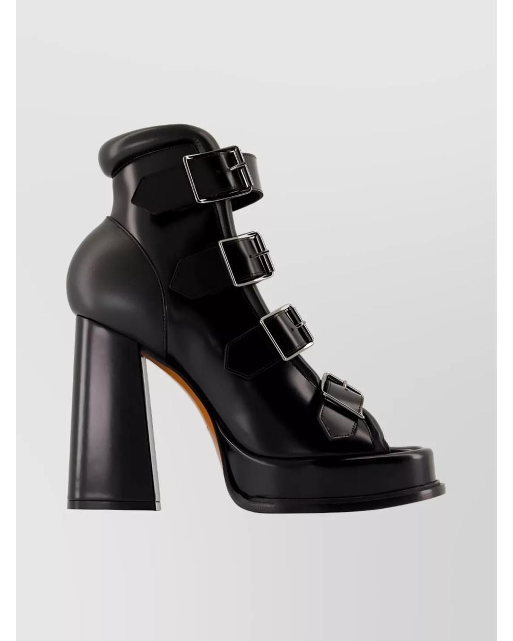 McQueen Black Leather Ankle-Strap Square-Toe Pumps