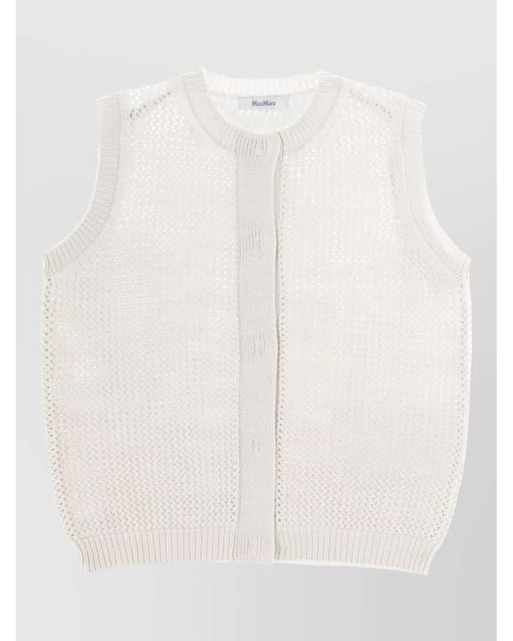 Max Mara White Silk Sleeveless Knitted Top