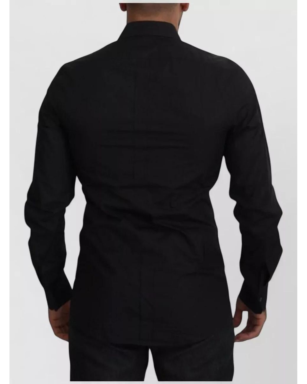 Dolce & Gabbana Black Cotton Floral-Embroidered Long-Sleeve Shirt for men
