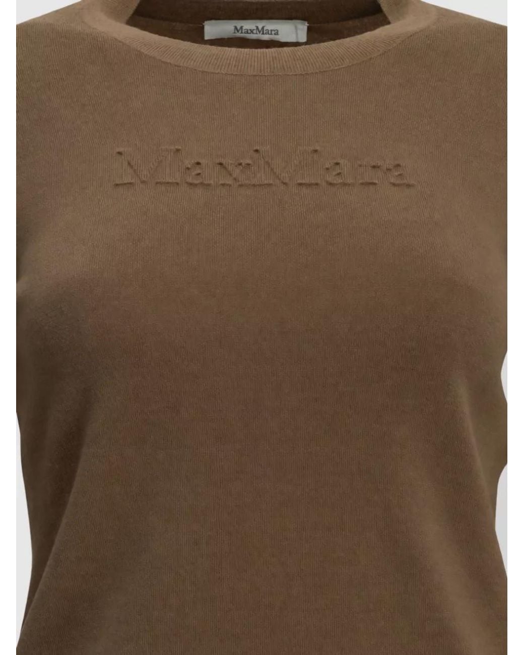 Max Mara Brown Virgin Wool Round Neck Jumper