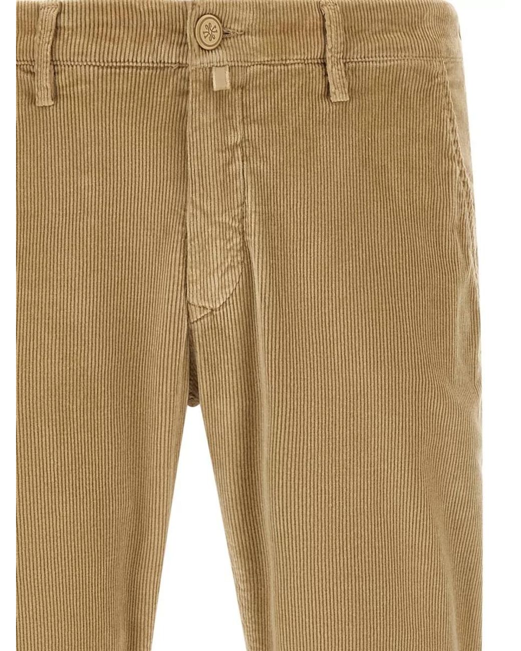 Jacob Cohen Natural Corduroy Low-Rise Tapered Chinos for men