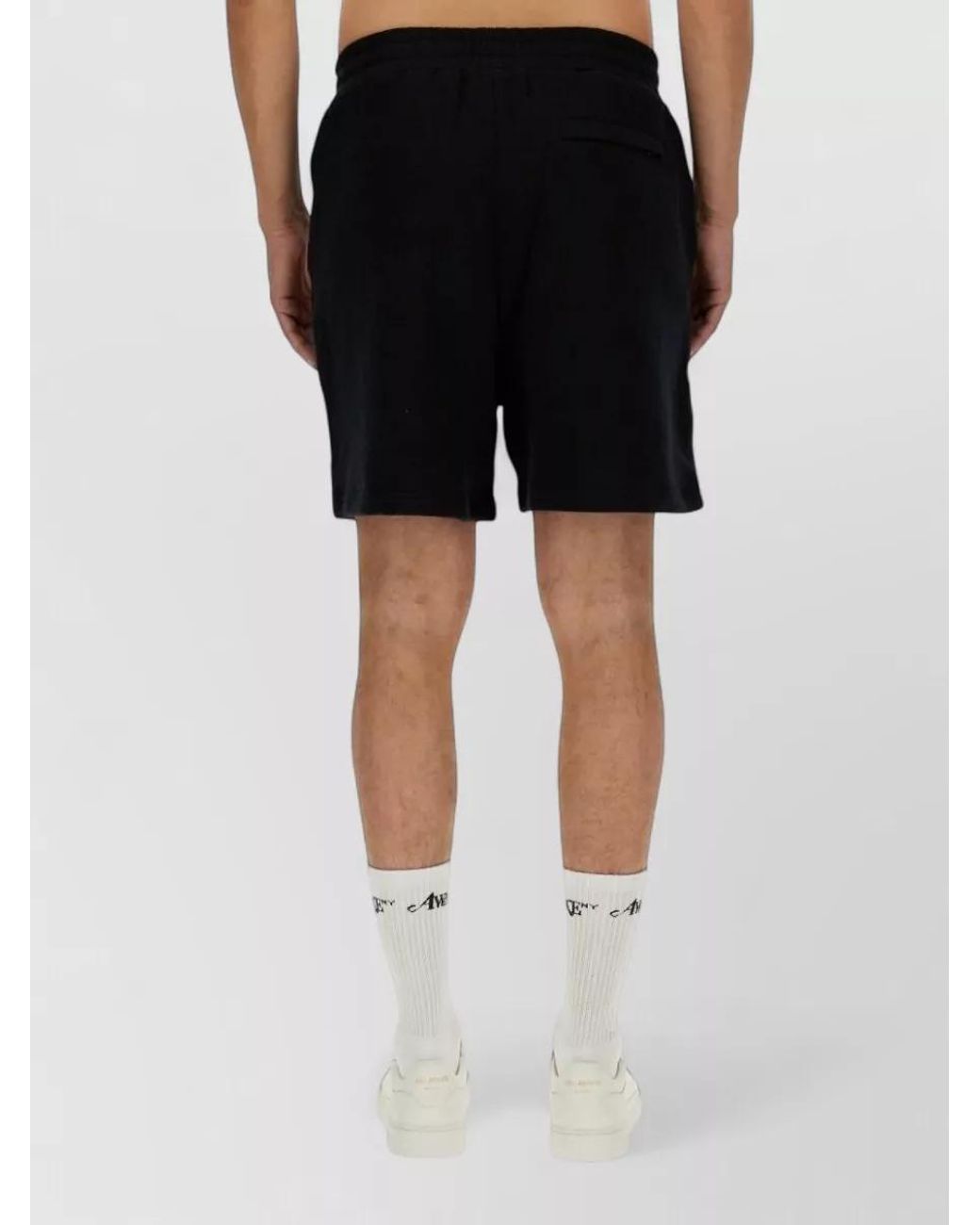 AWAKE NY Black Cotton Fleece Regular Fit Track Shorts for men