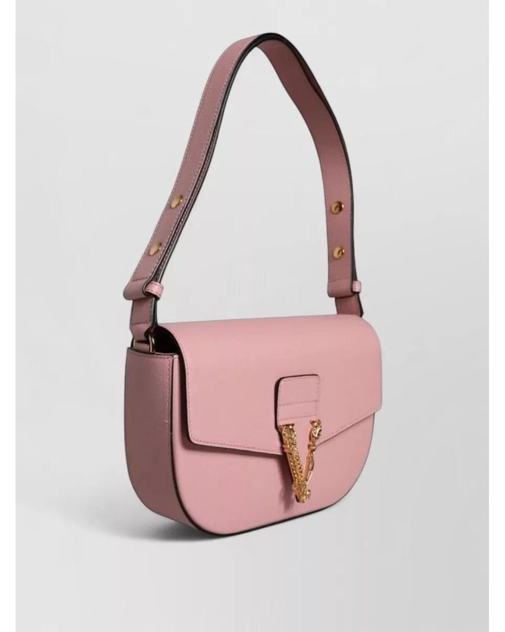 Versace Pink La Medusa Leather Shoulder Bag