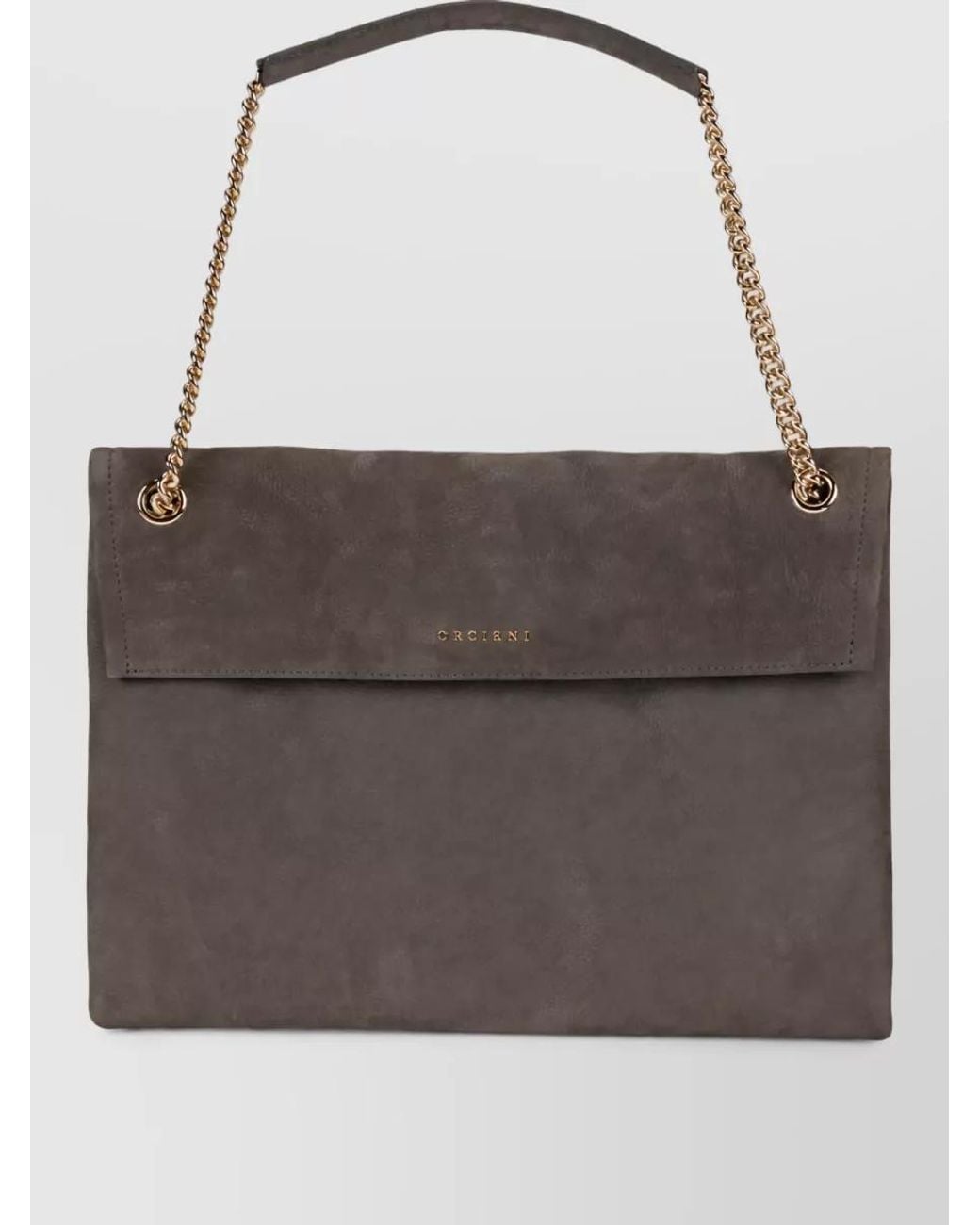 Orciani Gray Leather Shoulder Bag