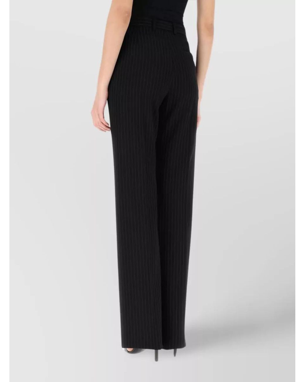 Balenciaga Black Pinstriped Straight Leg Trousers