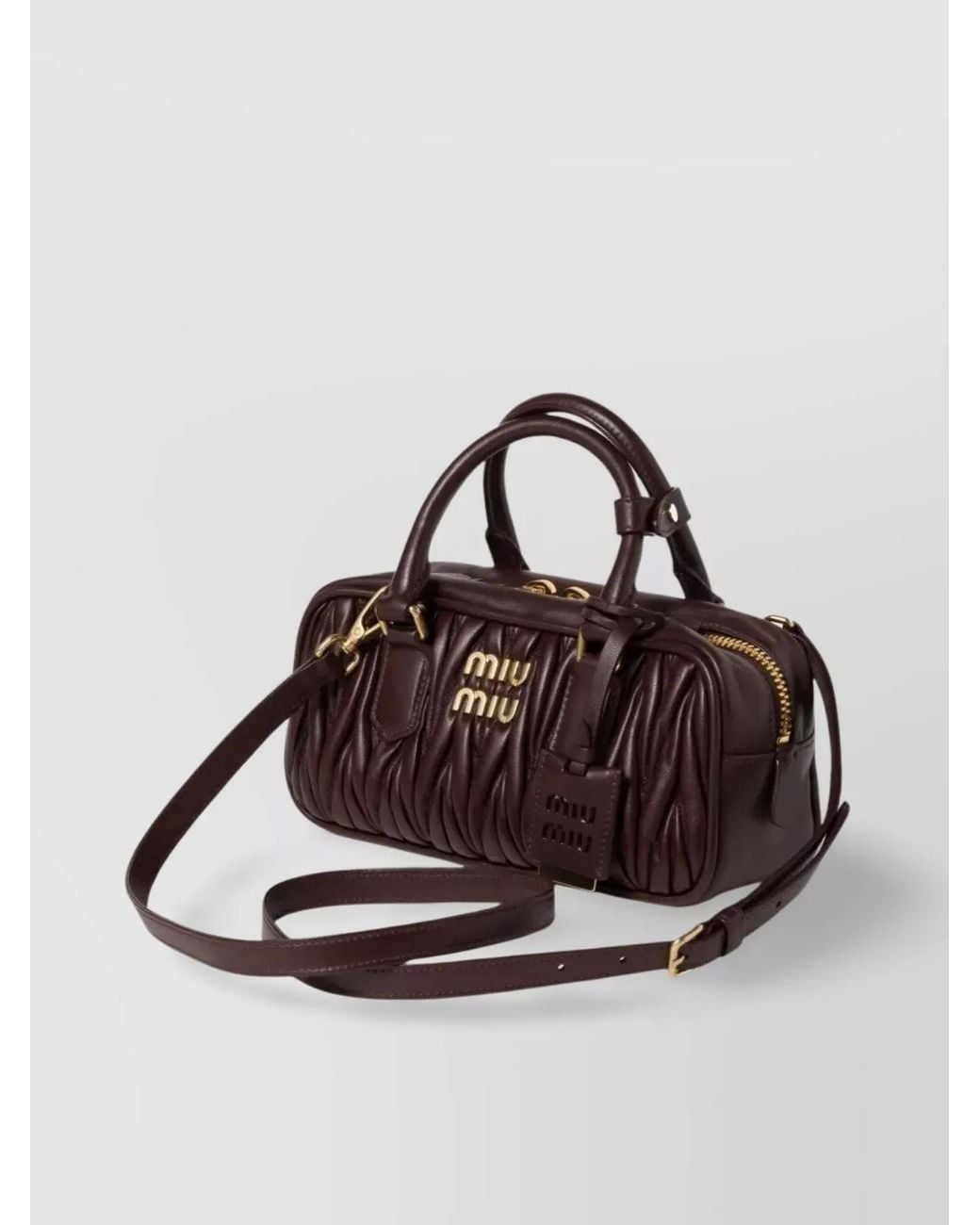 Miu Miu Brown Arcadie Lamb Leather Matelassé Cross-Body Bag