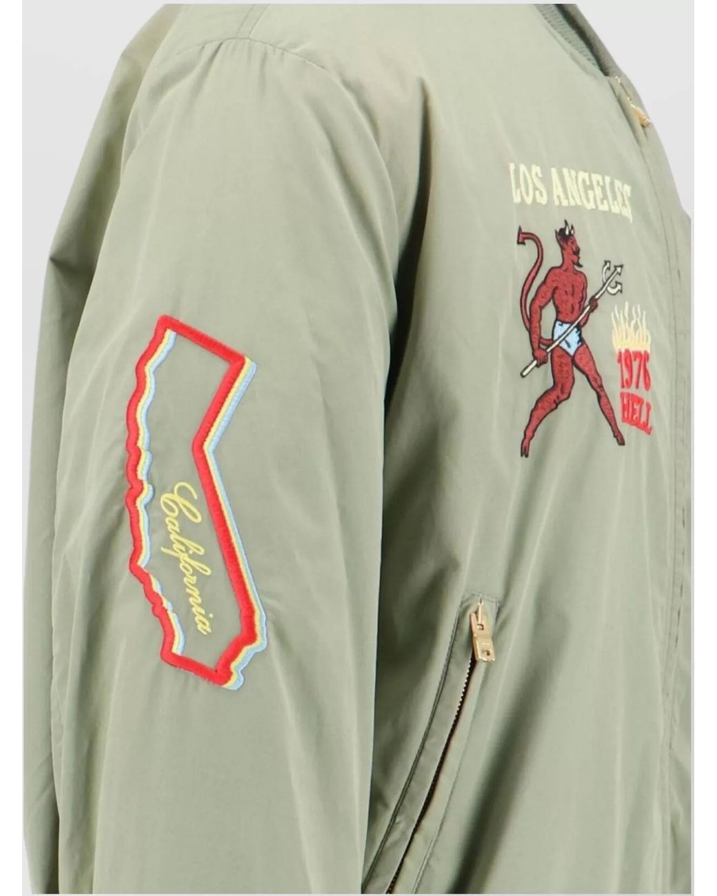 Amiri Green Embroidered Casual Jacket With Colorful Patches for men