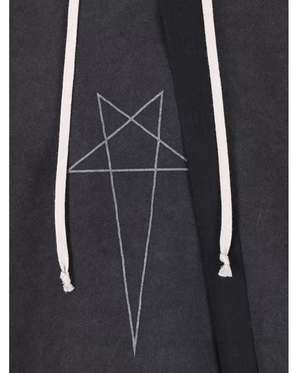 Rick Owens Blue Pentagram Print Oversized Cotton Hoodie for men