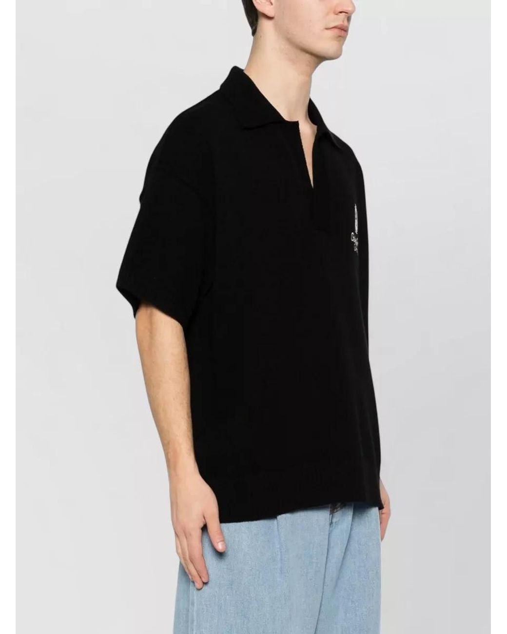 Amiri Black Ma Chateau Short Sleeve Polo Knit for men