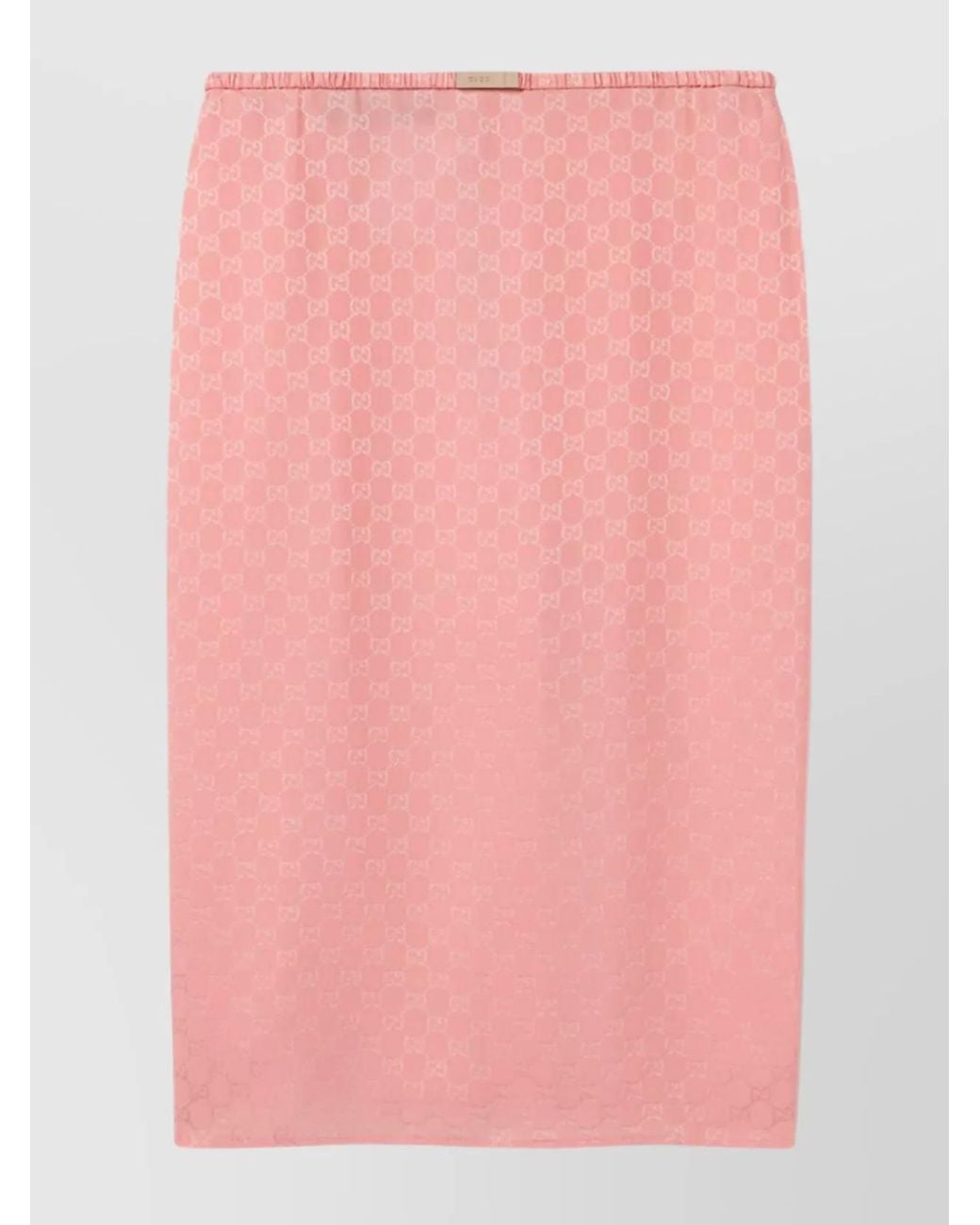 Gucci Pink Silk Gg Jacquard Straight Skirt