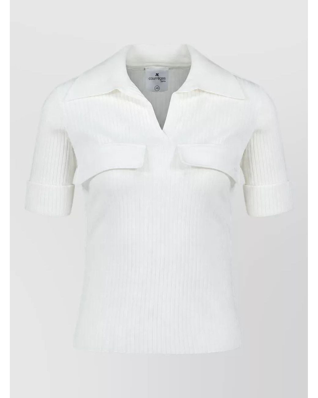 Courreges White Viscose Ribbed Polo T-Shirt