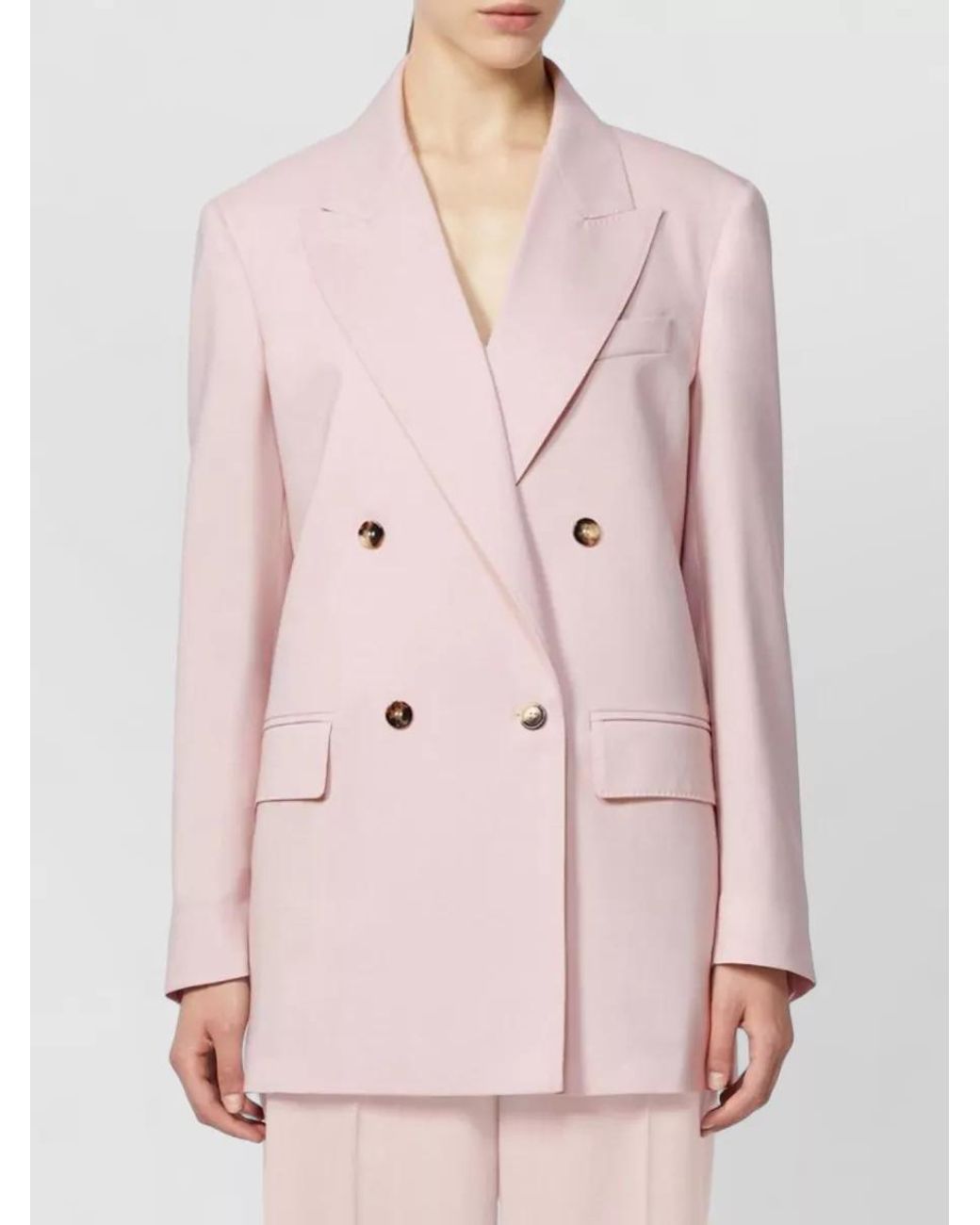Max Mara Pink Silk Blend Double-Breasted Blazer
