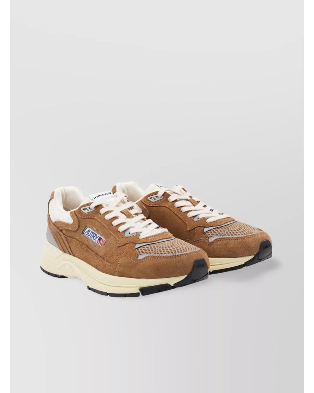Autry Brown Leather Hyperway Low-Top Sneakers for men