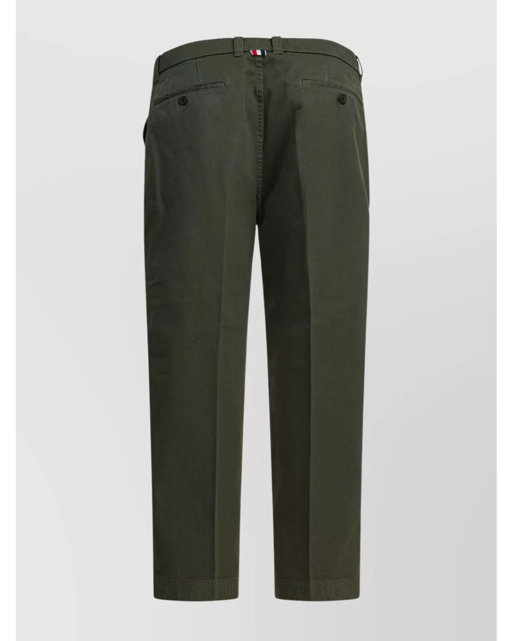 Thom Browne Green Cotton Mid-Rise Tapered Chinos for men